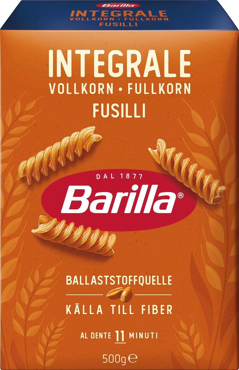 Barilla Pasta Integrale Fusilli – Pasta di semola con fibre naturali, 500 g