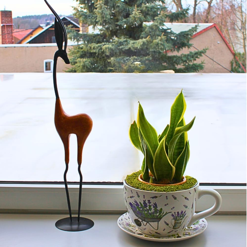 Ghiveci de flori Dekohelden24, jardinieră, ghiveci pentru plante, recipient pentru plante, ghiveci de flori. Ghiveci ceramic în formă de cupă cu mâner, design: lavandă, L/l/Î 25 x 23 x 14 cm.