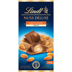Cioccolata Lindt | NUT DELUXE Tavoletta di cioccolato al latte e mandorle | 110g| Cioccolato al latte con mandorle tostate in una morbida crema di mandorle | Barretta di cioccolato