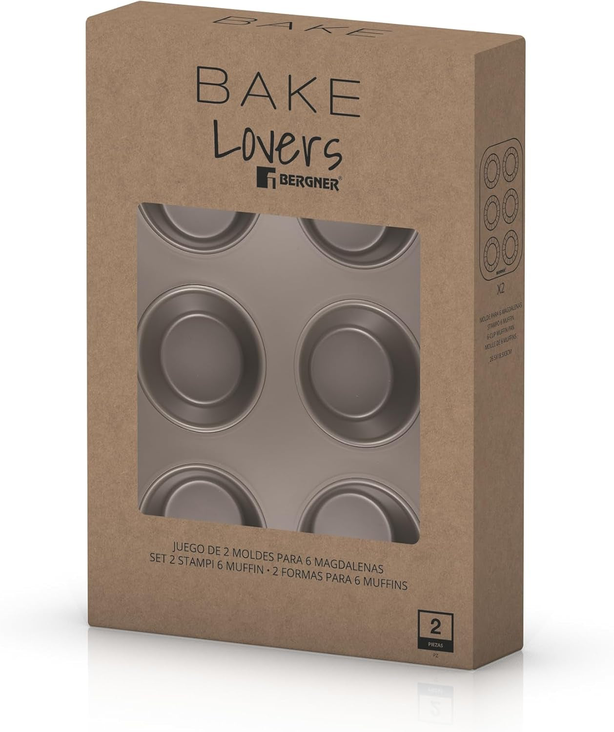 BERGNER BAKING LOVERS - Set Von 2 X 6 Cup Muffinformen - Kohlenstoffstahl Mit Ilag Essential, PFOA Frei, Leicht Zu Reinigen Stampi e vassoi per dolci Naty Shop