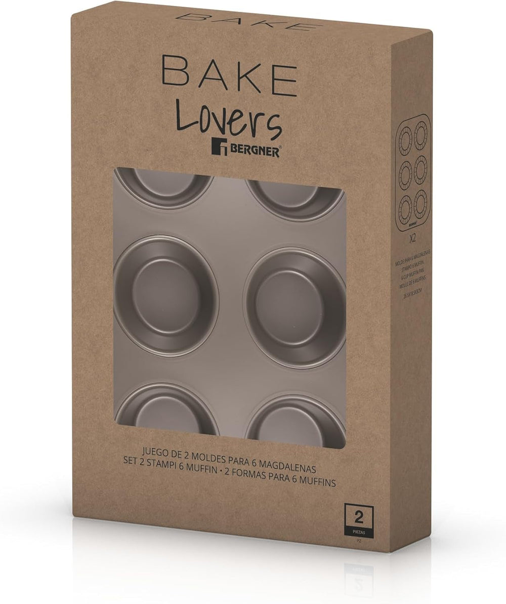 BERGNER BAKING LOVERS - Set Von 2 X 6 Cup Muffinformen - Kohlenstoffstahl Mit Ilag Essential, PFOA Frei, Leicht Zu Reinigen Stampi e vassoi per dolci Naty Shop
