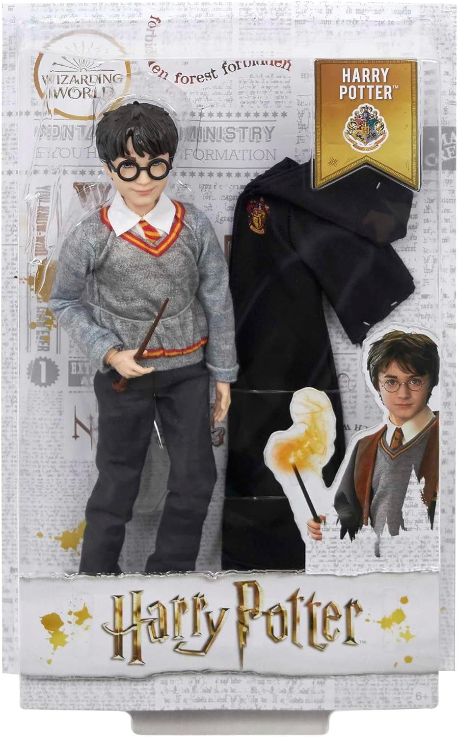Mattel Harry Potter - Păpușă de colecție (aprox. 26 cm) cu uniformă Hogwarts, halat Gryffindor și baghetă, jucărie de la 6 ani FYM50 Action figures Naty Shop