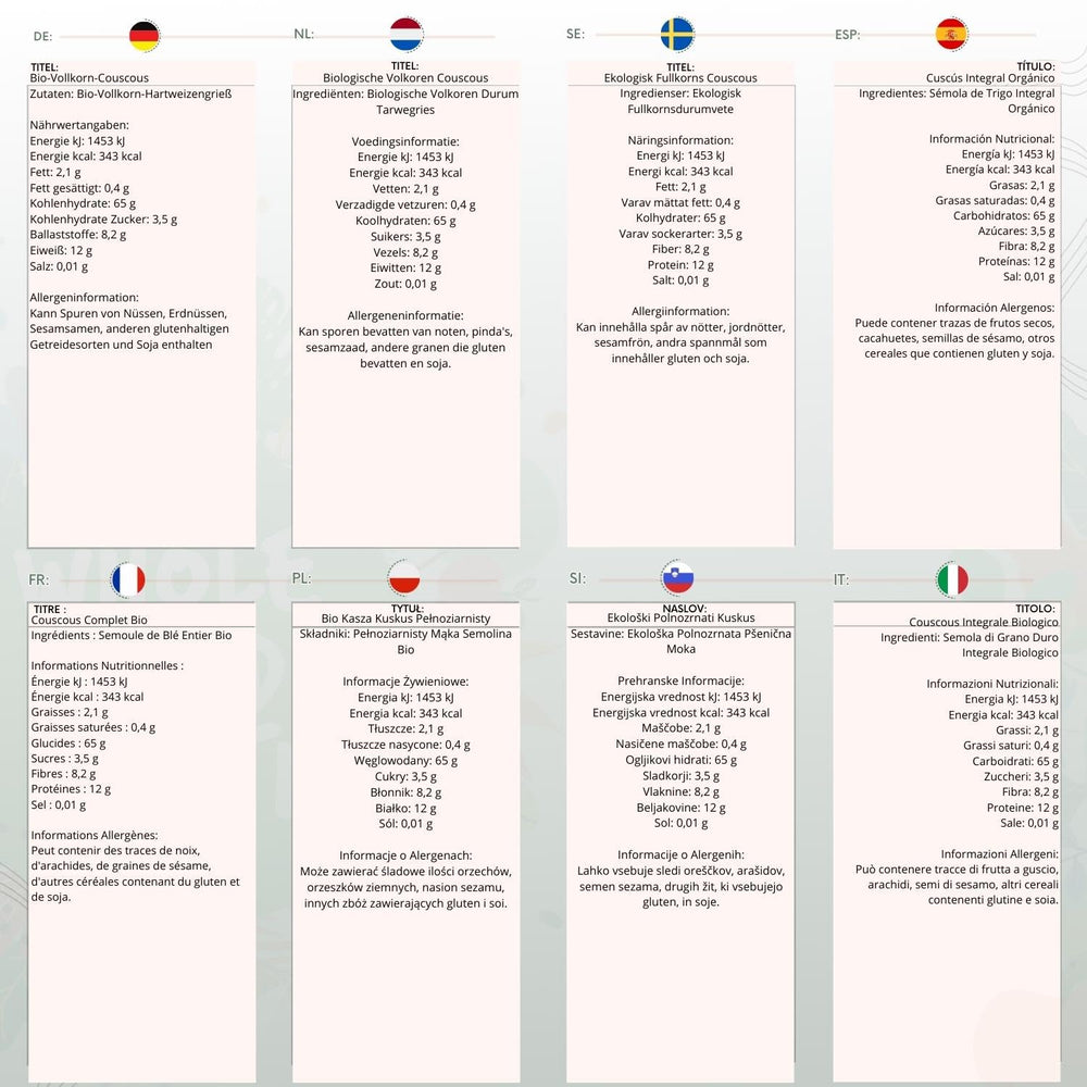 Couscous biologico integrale terrestre – 1kg | Grezzo | Non OGM | Vegano | Ricco di fibre | Certificato biologico