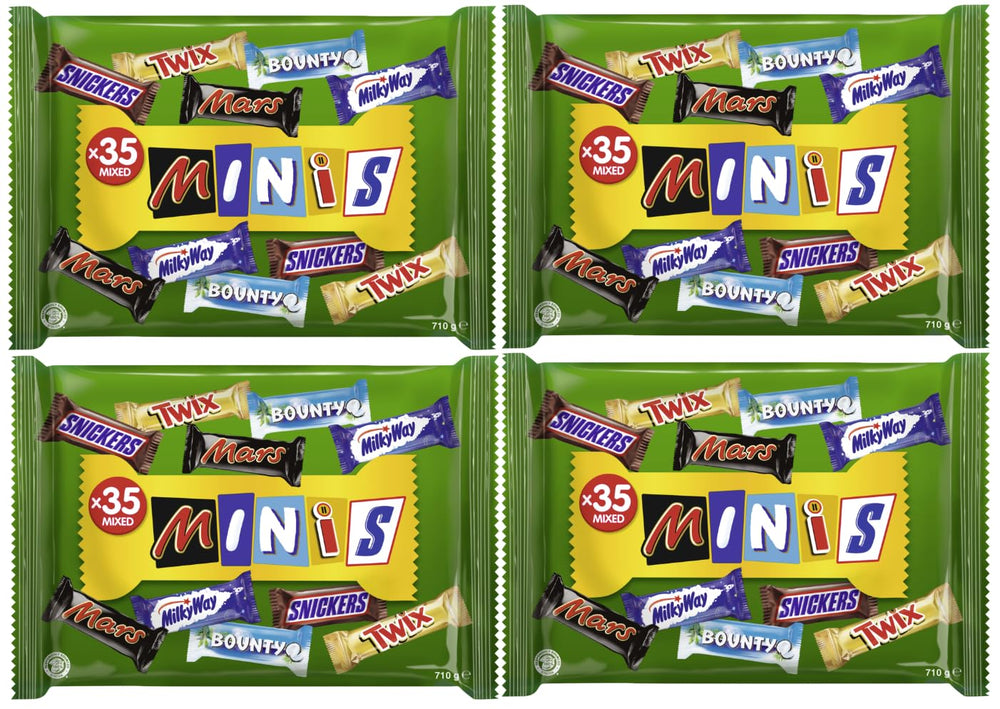 Confezione sfusa di mini cioccolato misto, cioccolato, 35 mini snack al cioccolato (Mars, Snickers, Bounty, Twix, Milky Way) come caramelle, regalo di cioccolato, scatola di caramelle (710 g)
