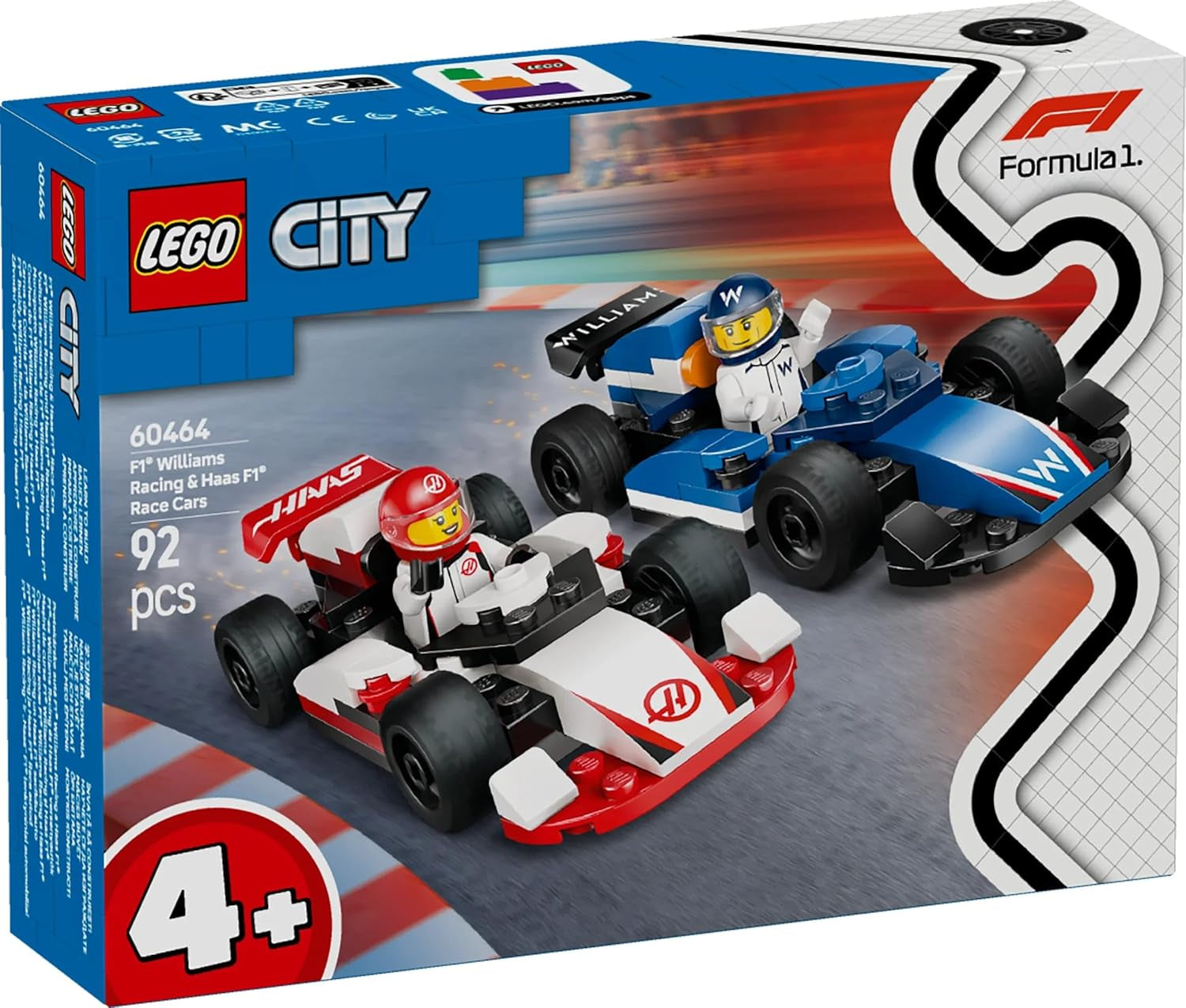 Auto da corsa F1 Williams e Haas F1 LEGO City - Giocattolo di Formula 1 con auto costruibili e 2 minifigure di piloti da corsa - Piccole idee regalo per ragazzi e ragazze dai 4 anni 60464 Set di costruzione Beuche den LEGO-Store