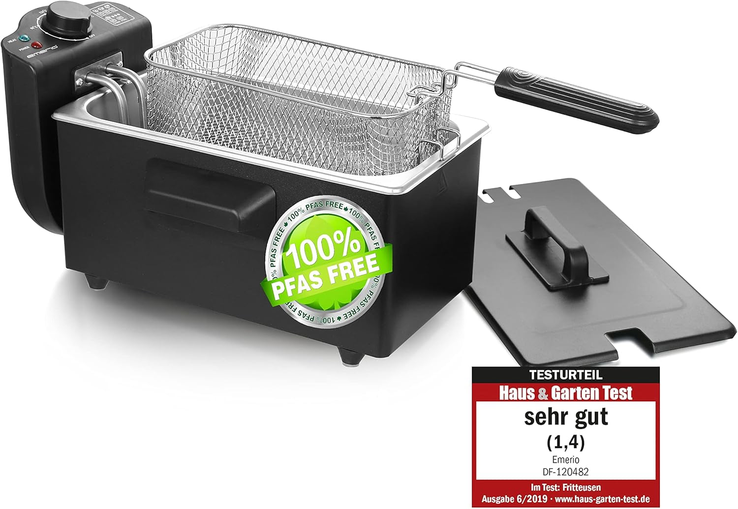 Friggitrice ad Olio Emerio 3.0L con Tecnologia Cold Zone, 2000 W Elettrodomestici Naty Shop Nero