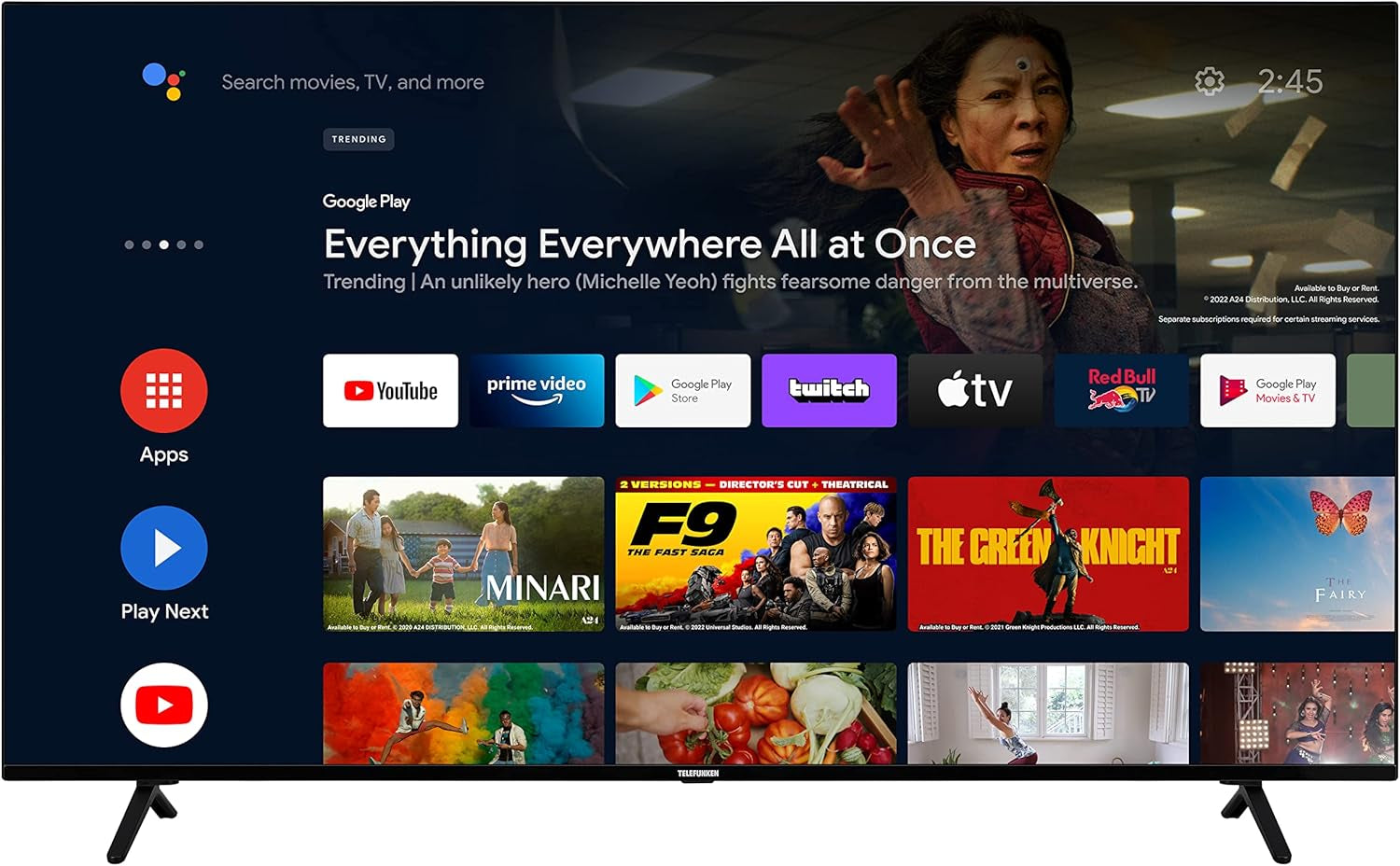 TELEFUNKEN XU50AN754M Televizor de 50 de inci/Smart TV cu Android (4K Ultra HD, HDR Dolby Vision, triplu tuner, Bluetooth, Dolby Atmos) [2023]