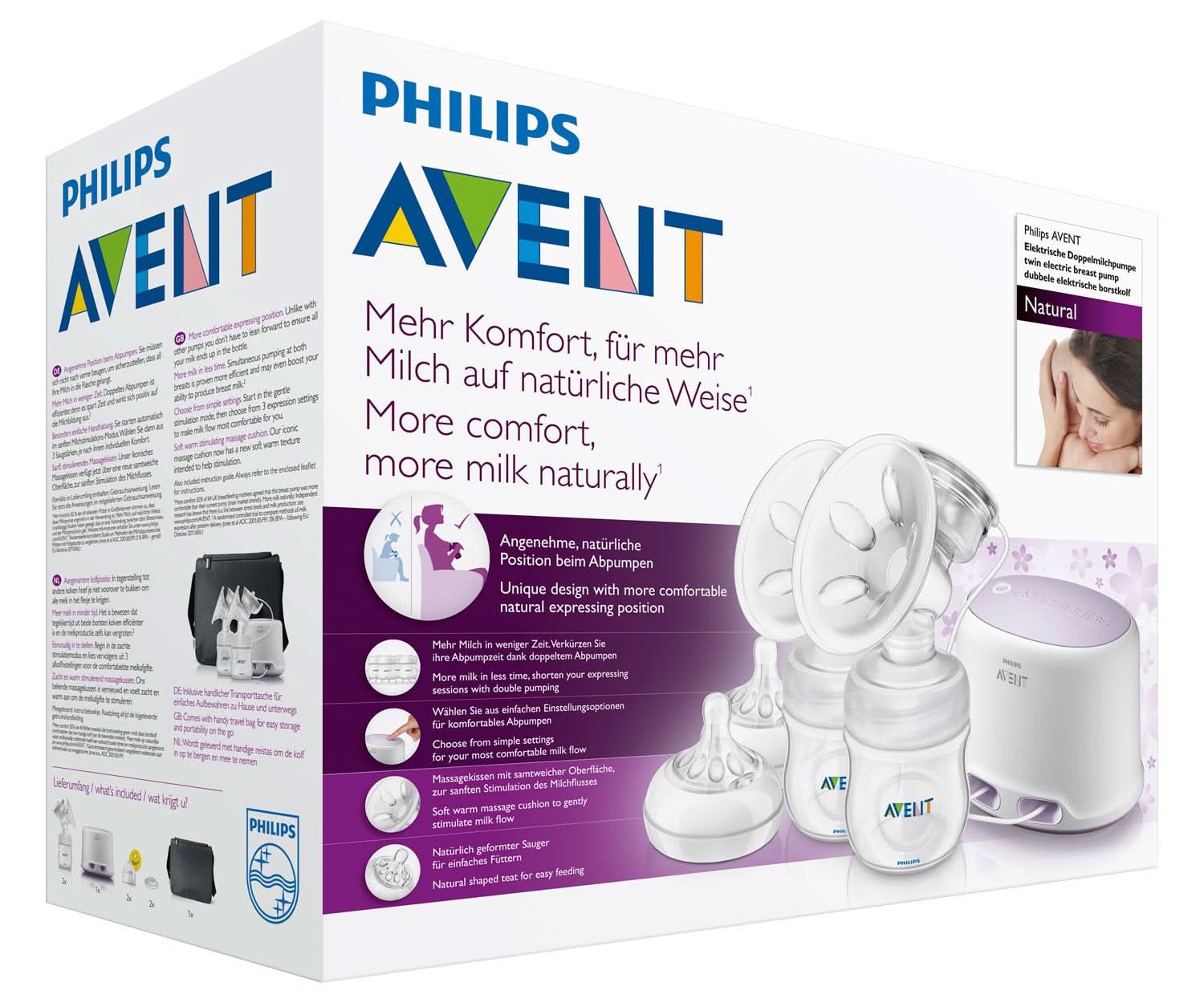 Tiralatte elettrico doppio Philips Avent SCF334/02 Accessori Alimentazione e Allattamento Bebe Naty Shop