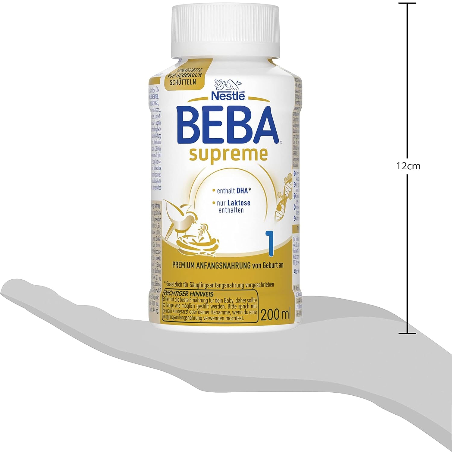 BEBA Nestlé BEBA SUPREME 1 Latte per lattanti: biberon pronti da bere con Omega 3, 1 confezione (1 x 200 ml)