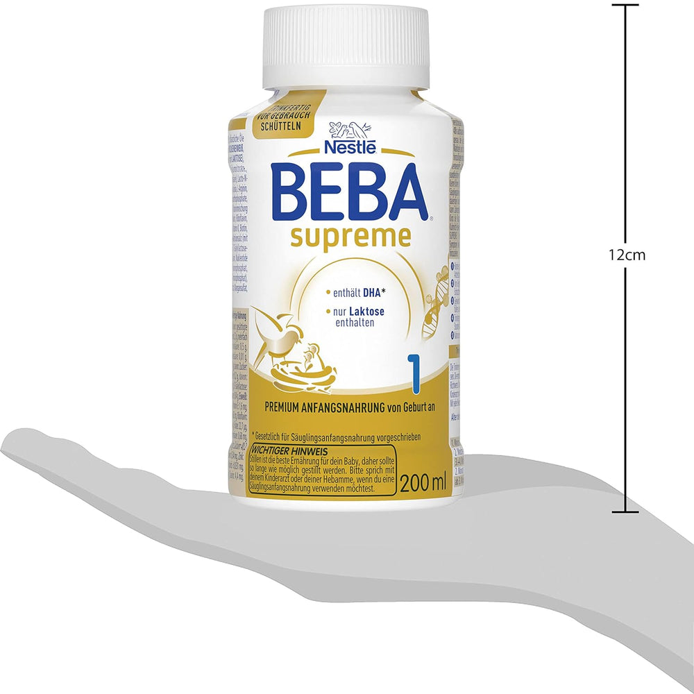 BEBA Nestlé BEBA SUPREME 1 Latte per lattanti: biberon pronti da bere con Omega 3, 1 confezione (1 x 200 ml)