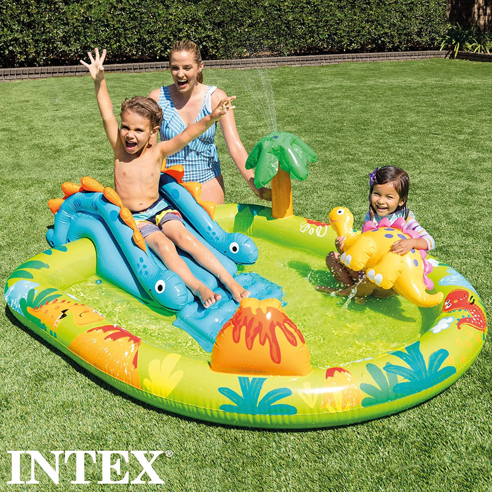 Parco giochi gonfiabile Intex 57166NP con piccoli dinosauri, multicolore