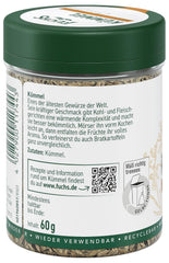 Fuchs Gewürze - Kümmel ganz - kräftiges Gewürz für Kohl- und Fleischgerichte oder zu Bratkartoffeln - natürliche Zutaten - 60 g in wiederverwendbarer, recyclebarer Dose