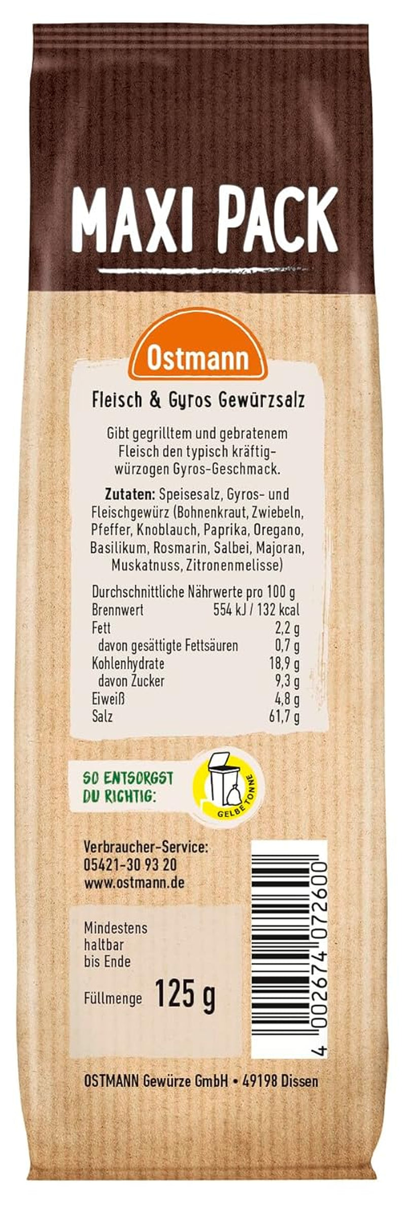 Ostmann Fleisch & Gyros Gewürzsalz, 125 g