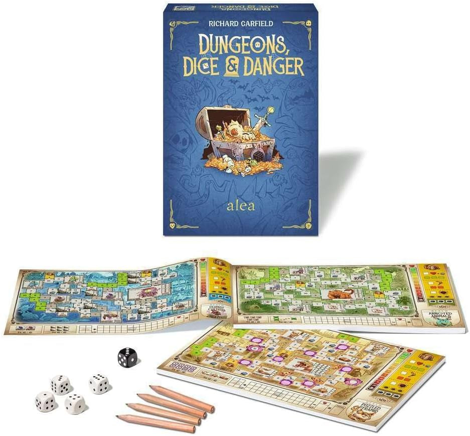 Ravensburger 27270 - Dungeons, Dadi e Pericolo, Gioco di strategia Alea, Gioco di dadi per adulti, Gioco di lancio e scrittura per bambini dai 12 anni in su