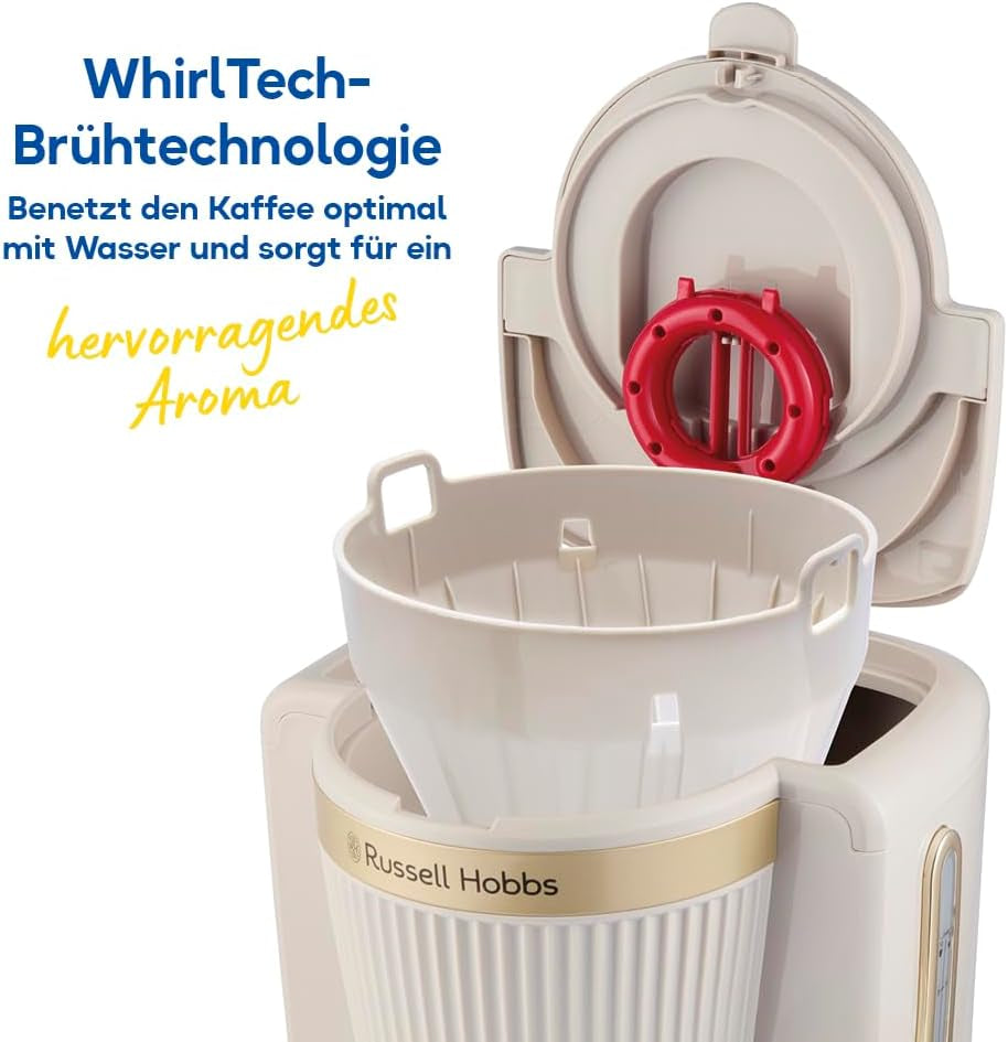 Espressor Russell Hobbs Brontë Stone cu filtru [1,25 l, 1100 W] (tehnologie de preparare WhilTech, sistem anti-picurare, placă de încălzire, carafă de sticlă, indicator al nivelului apei, funcție pauză și turnare) Espressor 26781-56