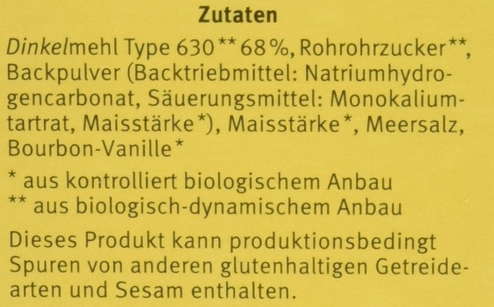 Demeter Bauck Hof Bio Dinkel Wafflen, 200 G Miscela per cuocere e cuocere Naty Shop