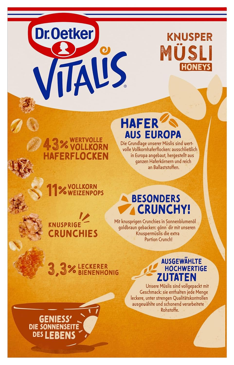 Dr. Oetker Vitalis Crunchy Honeys: Muesli croccante al miele per colazione e spuntini, confezione da 5 (5 x 600 g)