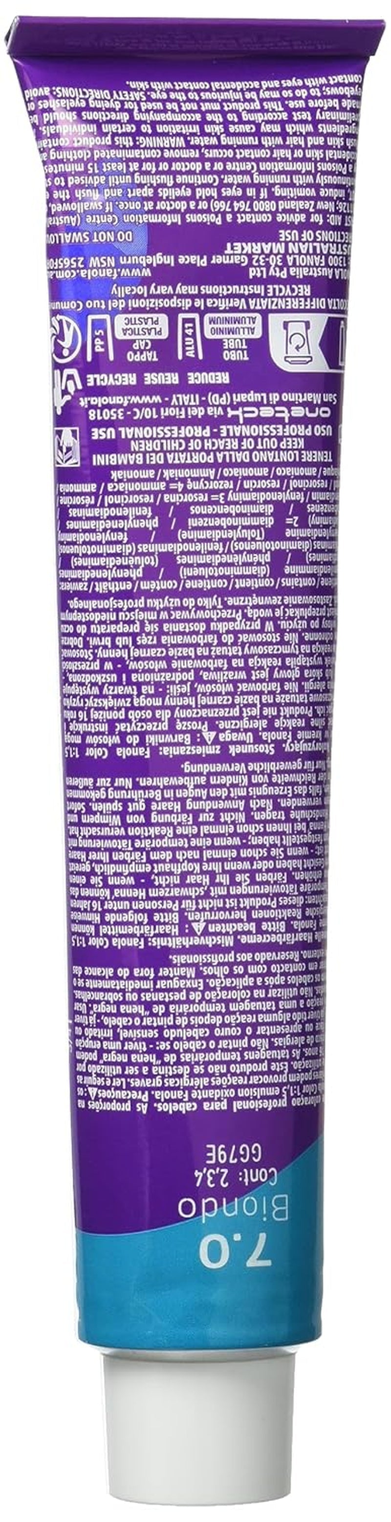 Fanola crema colore Cremă colorantă 7.0 Blond, 100 ml Vopsea pentru par Naty Shop