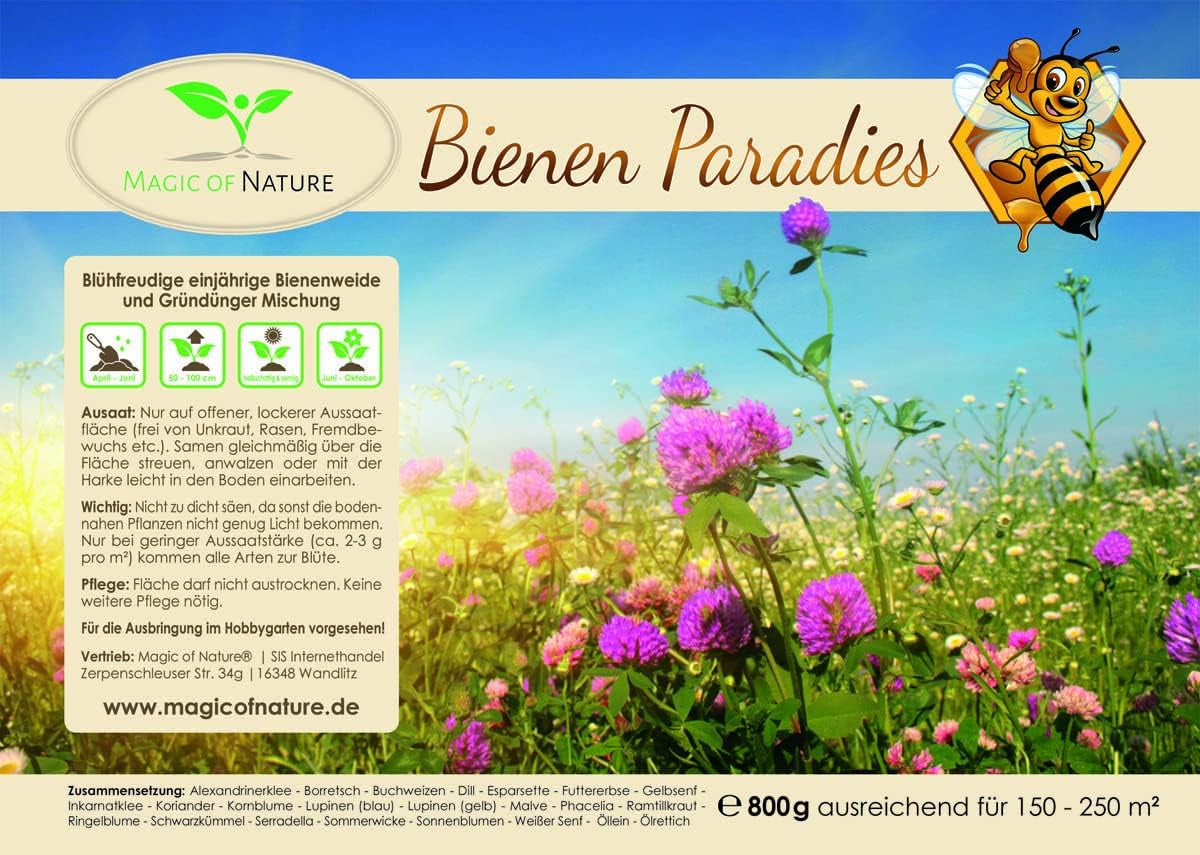 Magia della Natura 800gr. Blumensamen Mischung - Bienen Paradies - Blühfreudige Bienenweide per 150 bis 250 m²