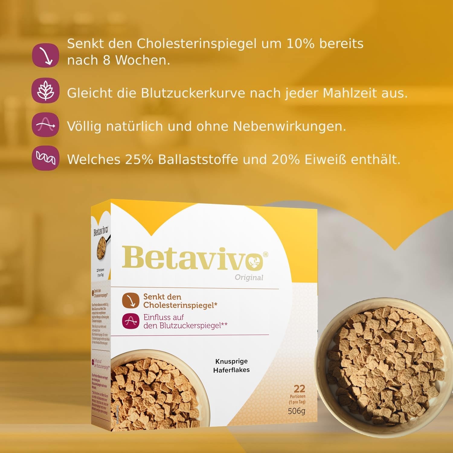Fiocchi d'avena croccanti - Contiene beta-glucano di avena per favorire l'abbassamento dei livelli di colesterolo e zucchero nel sangue - 506g