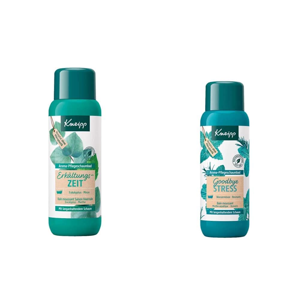 Kneipp Aroma Foam Bath Cold Season, aditiv de baie cu uleiuri esențiale naturale de eucalipt și mentă, 400 ml Duș și baie Naty Shop Pachet cu baie de spumă Goodbye Stress