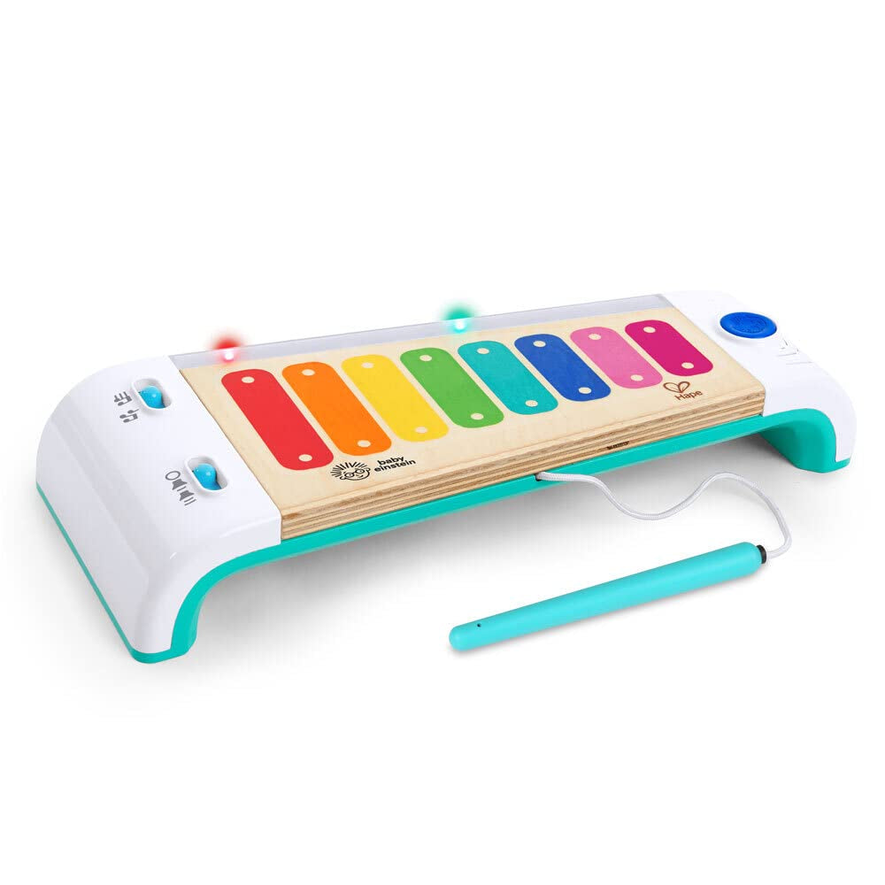 Baby Einstein 12577 Hape Cal's First Melodies Magic Touch Piano Pian muzical de jucărie din lemn cu 3 foi muzicale, 6 melodii, de la 6 luni, multicolor, 1 bucată (pachet de 1) Jucarii Bebe Naty Shop Xilofon