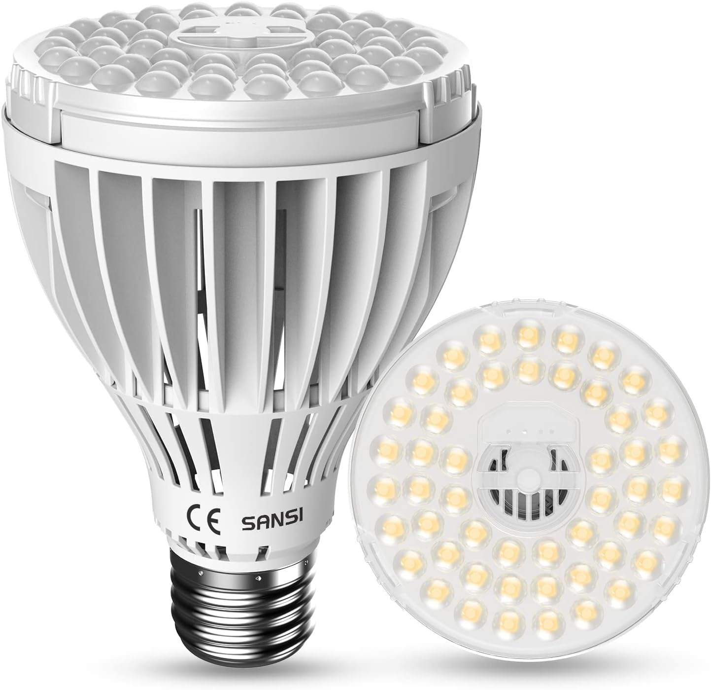 SANSI Lampada LED per Piante da Interno 30W a Spettro Completo 250W Equivalente ad Alta PPFD E27 Lampada per Coltivazione 4000K 660nm Angolo del Fascio di 60° Lampada per Piante Ortaggi Fiori Coltura Idroponica