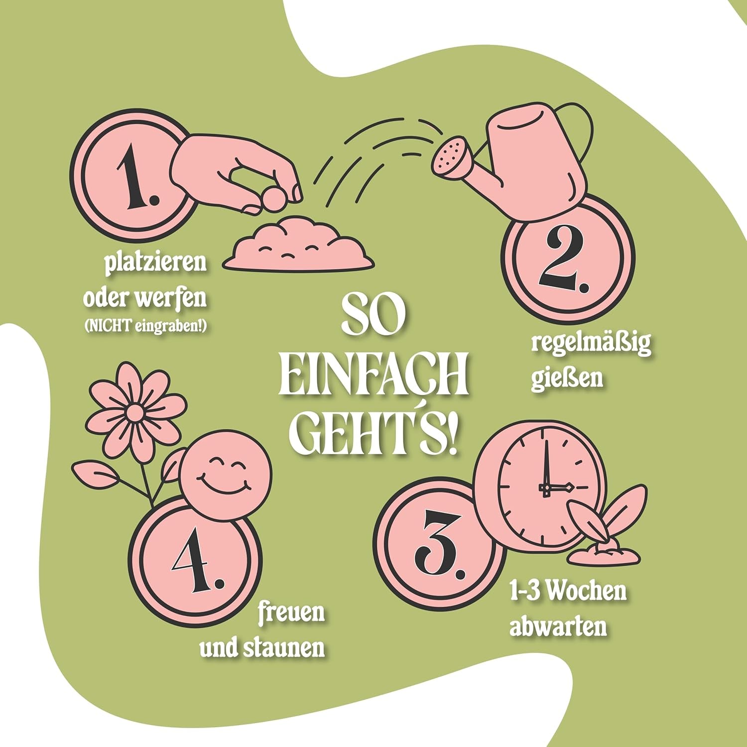 LouMaxx Set di bombe di semi fatte a mano 10x3, bombe di semi regalo, semi di fiori come bomboniere, semi sostenibili per bomboniere per bambini, palline per fioriere ecologiche con oltre 50 tipi di semi di fiori