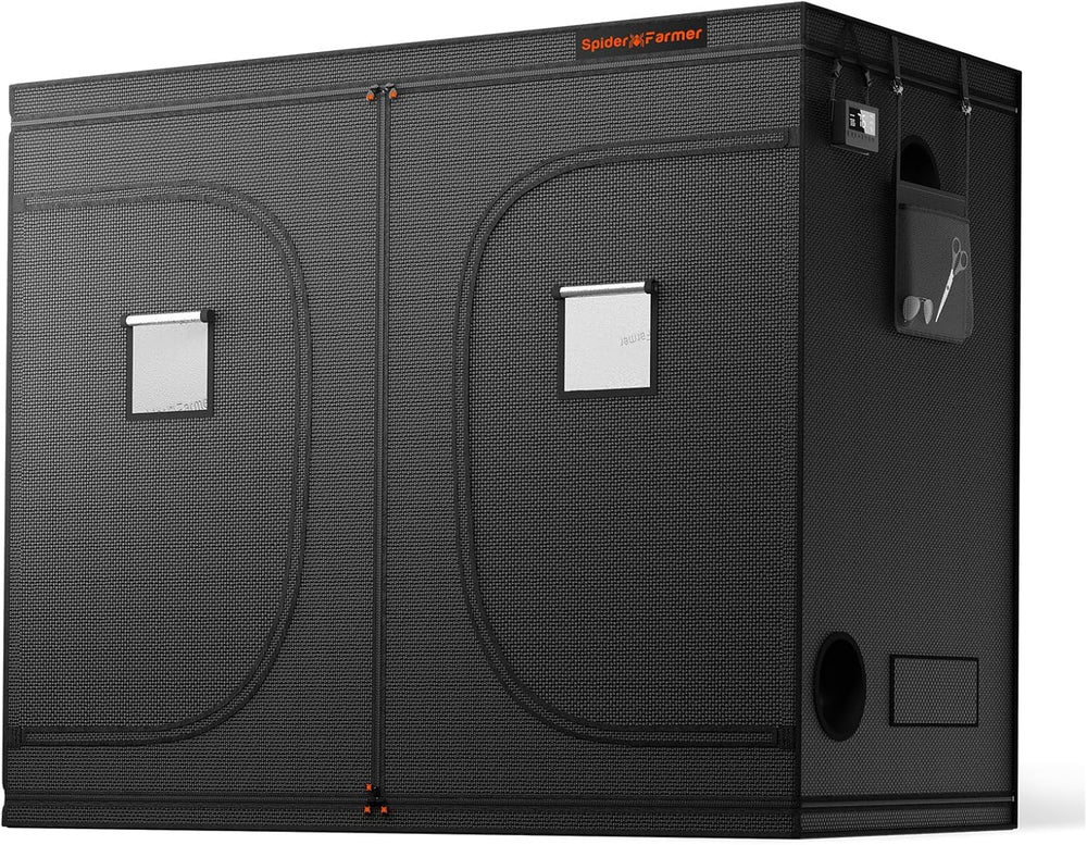 Tenda da coltivazione Spider Farmer Pro 70x140x200 cm con porta scorrevole, finestra di osservazione, pannello pavimento rimovibile, tessuto Mylar 2000D, per coltura idroponica da interni con SF4000, G4500, SE4500