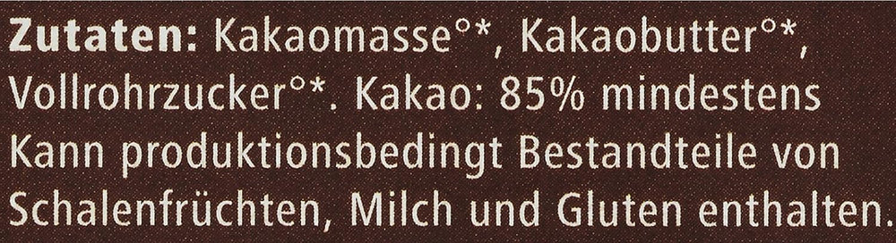 Bitter Grand Noir biologico, 85%, 100g