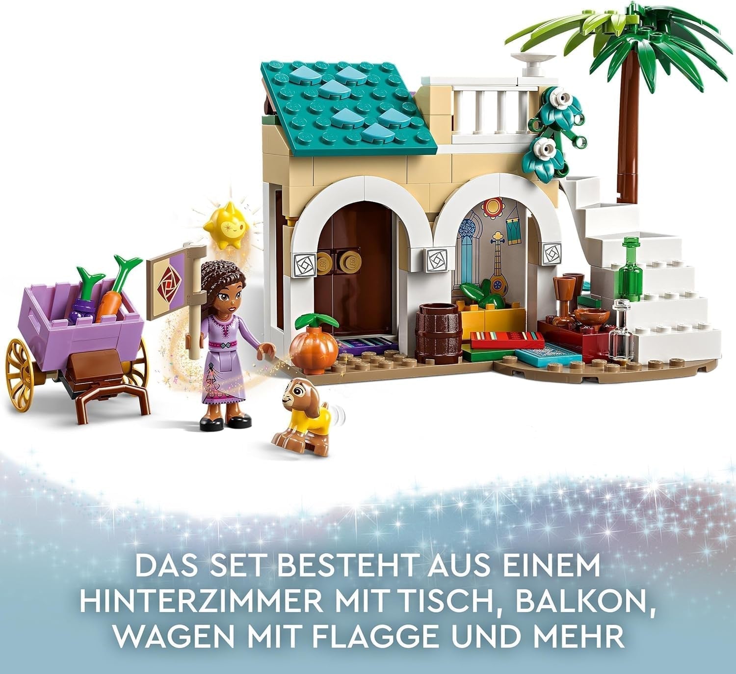 LEGO Disney Wish Asha a Rosas City, 43223, set del film dei desideri con mercatino, mini bambola di Asha, Valentino come capra giocattolo e personaggi stellari, regalo per bambini dai 6 anni, set da costruzione per ragazze e ragazzi Besuche den LEGO-Store