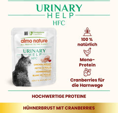 Almo Nature HFC Urinary Help - Nassfutter für Katzen - Unterstützung für die Harnwege - Atlantischer Thunfisch & Cranberries - Human Grade, Monoprotein, Glutenfrei - 24x50g