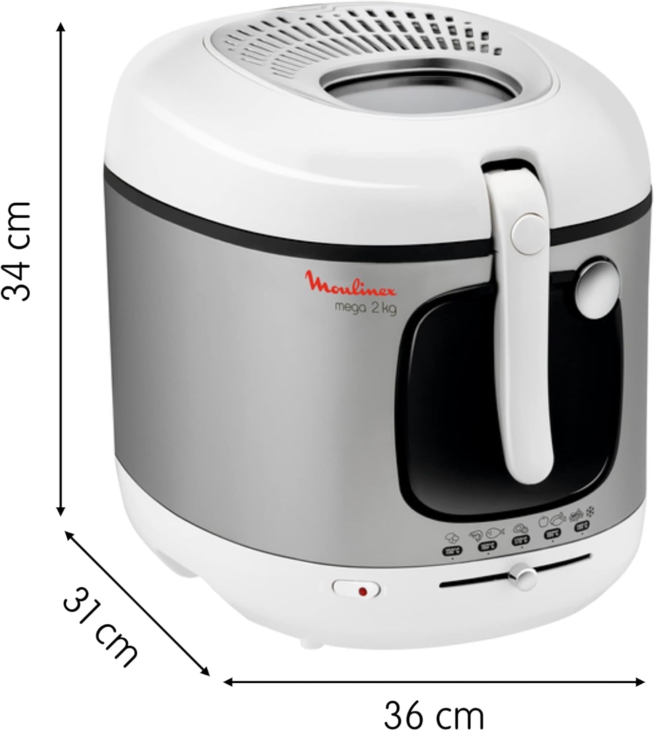 Friggitrice AM4800 Mega 2Kg, friggitrice ad olio, filtro odori, 1800 W Elettrodomestici Naty Shop