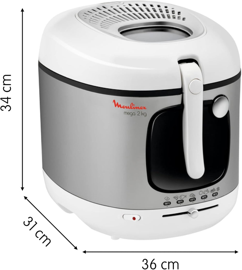 Friggitrice AM4800 Mega 2Kg, friggitrice ad olio, filtro odori, 1800 W Elettrodomestici Naty Shop