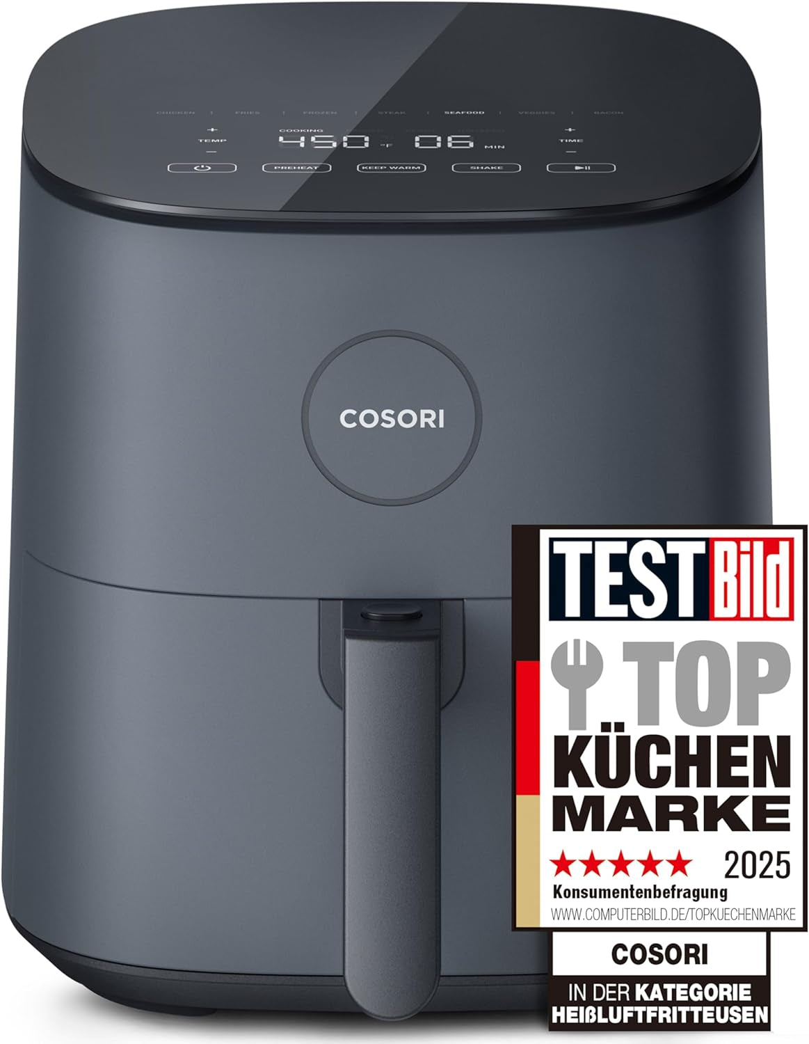 COSORI Airfryer, 7-In-1 Hot Air Fryer 4.7 L, Max 230 ℃ & 55DB zgomot, 100+ rețete Electrocasnice Naty Shop Gri Compact 4.7 litri