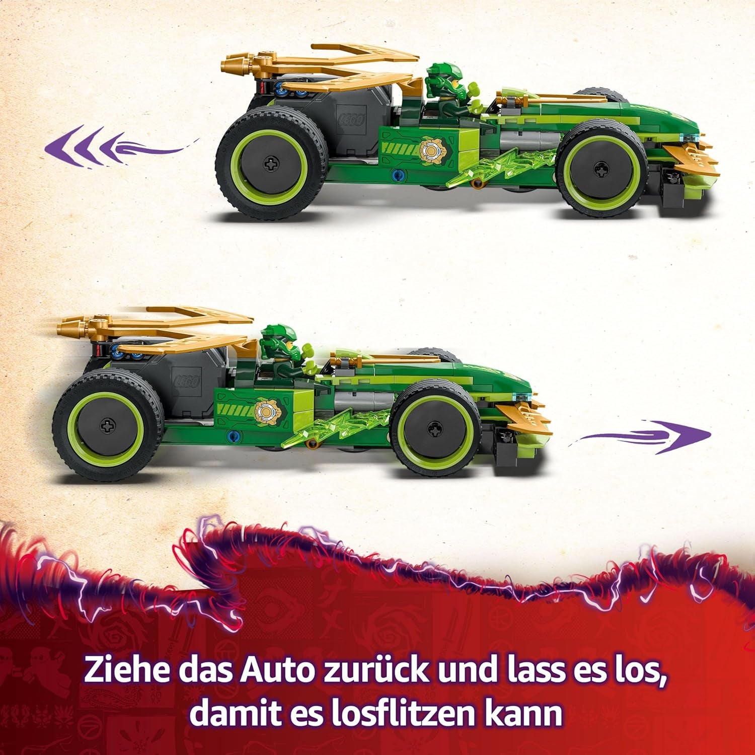 LEGO NINJAGO Lloyd's Action Speedster - Auto giocattolo da costruzione con 2 minifigure per giochi di ruolo, auto giocattolo da costruire per bambini - regalo per ragazzi e ragazze da 7 anni 71828 Set da costruzione Besuche den LEGO-Store