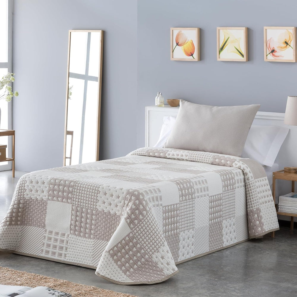 VIALMAN Colcha Bouti Ligera Cuvertură de pat Sofia 21, bumbac poliester, bej, Cama 150: 250 X 270 Cm Paturi si Cuverturi Besuche den VIALMAN-Store Bej Cama 150: 250 X 270 Cm