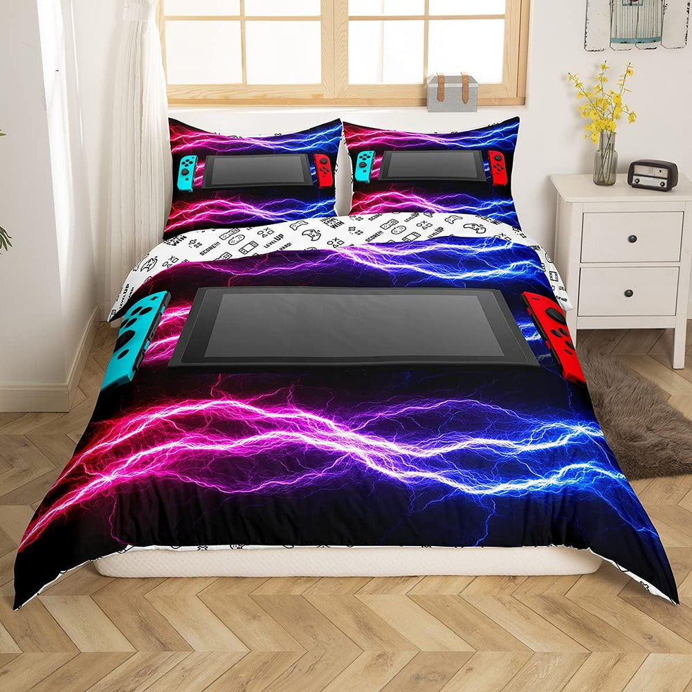 Gamer Bettwäsche Sets Für Jungen 155X220,Gaming Bettbezug Kinder Teens Männer Videospiel Zimmer Dekor Reversible Gaming Tröster Abdeckung Grün Retro Game Controller Bettbezug Weicher Luxus 2 Stücke