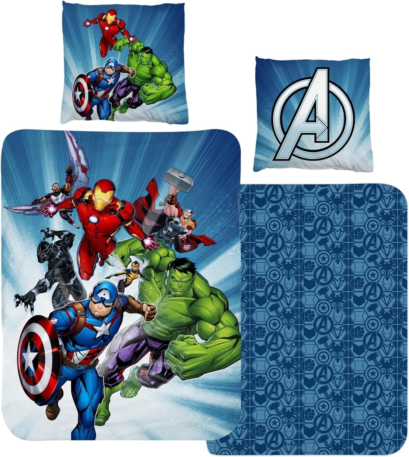 Biancheria da letto per bambini, vari personaggi dei cartoni animati, 100% cotone Biancheria da letto - bambini Naty Shop Avengers