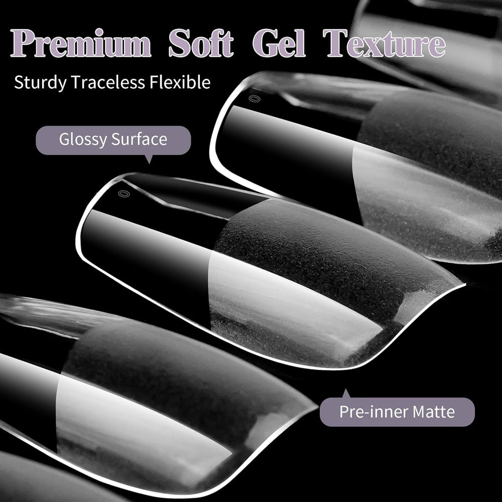 Unghii false scurte, model balerină, 120 bucăți, pentru lipire, 12 dimensiuni, unghii artificiale scurte, gel moale, acoperire completă, vârfuri de unghii pentru unghii cu gel scurte, S