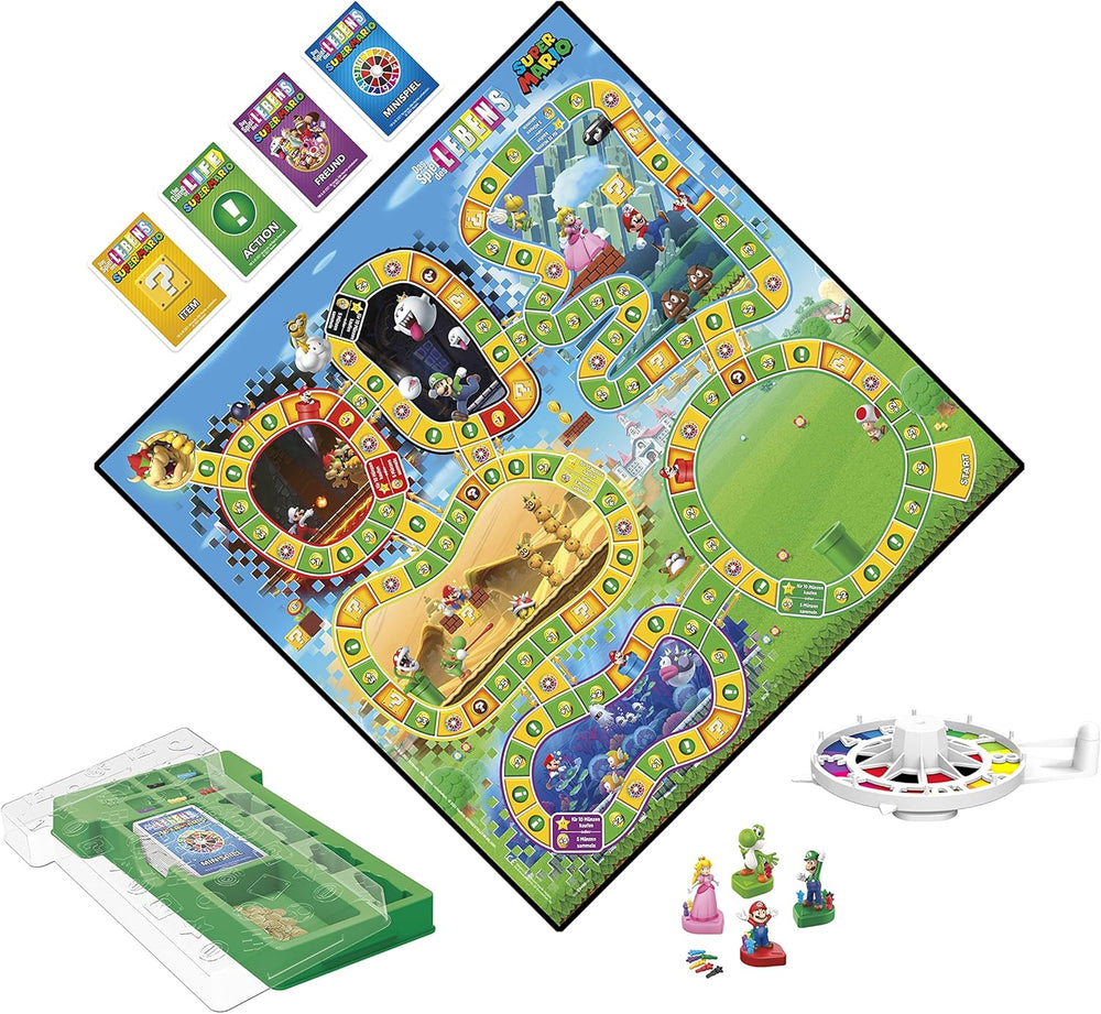 Hasbro The Game of Life Gioco da tavolo Super Mario per bambini dagli 8 anni in su, gioca a minigiochi, raccogli stelle e combatti Bowser