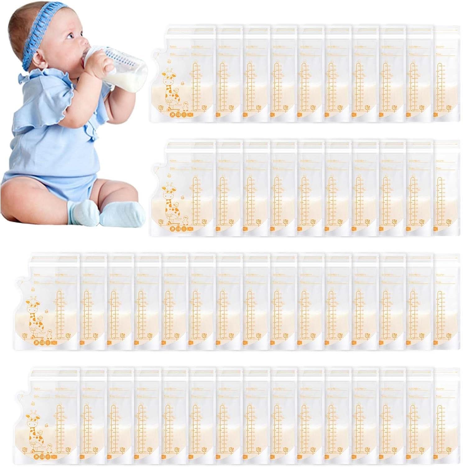 Vinabo 50 Stück Muttermilchbeutel, 250Ml Borsa per la conservazione del muttermilk senza Bpa, Milchbeutel Für Muttermilch Mit Ausgießer Für Das Stillen, Selbststehender, Kann Eingefroren Werden, Vorsterilisiert Accessori Alimentazione e Allattamento Baby Naty Shop
