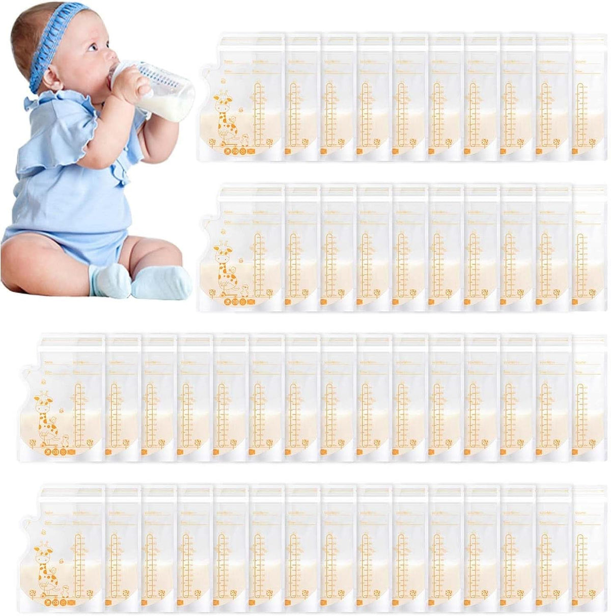 Vinabo 50 Stück Muttermilchbeutel, 250Ml Borsa per la conservazione del muttermilk senza Bpa, Milchbeutel Für Muttermilch Mit Ausgießer Für Das Stillen, Selbststehender, Kann Eingefroren Werden, Vorsterilisiert Accessori Alimentazione e Allattamento Baby Naty Shop