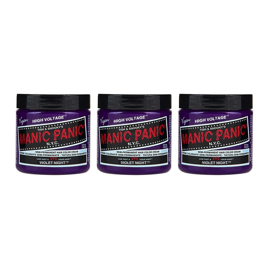 Manic Panic Electric Lizard Classic Cream, vegan, fără cruzime, vopsea de păr verde semipermanentă 118ml Vopsea pentru par Naty Shop Noapte violetă 118 Ml (pachet de 3)