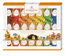 Niederegger | Uova di marzapane | 1x262g | Varianti: Classico, Cioccolato al Latte, Arancia, Caramello Crunch, Ananas, Espresso e Pistacchio | Ricoperto di cioccolato fondente e al latte | Regalo di Pasqua