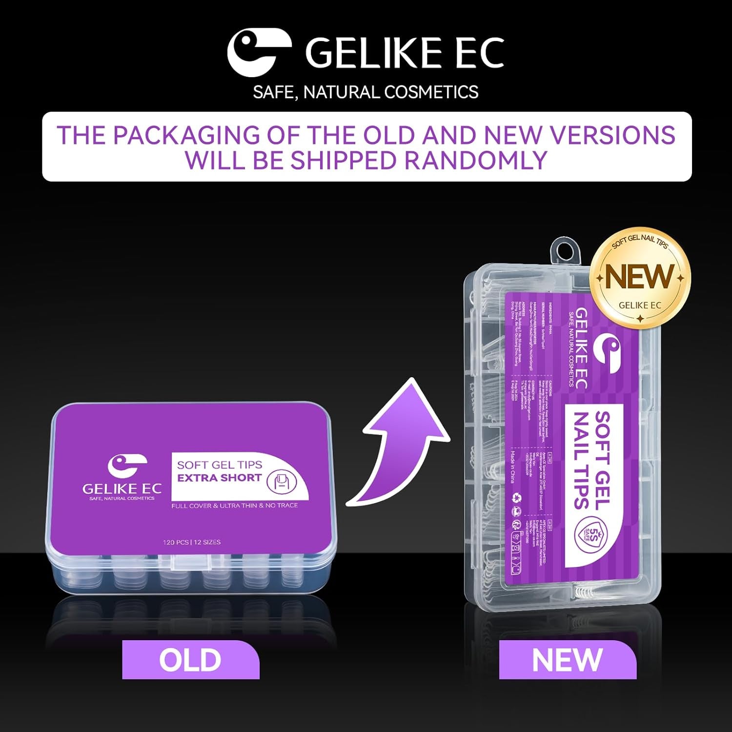 Gelike EC Tipuri de Unghii Pătrate Extra Scurte - Acoperire Completă, Tipuri de Unghii Scurte XS, Tipuri de Unghii Moi cu Gel, Tipuri de Unghii Artificiale din Rășină PMMA Pre-Lustruite pentru Femei, Salon, 120 Bucăți, 12 Mărimi