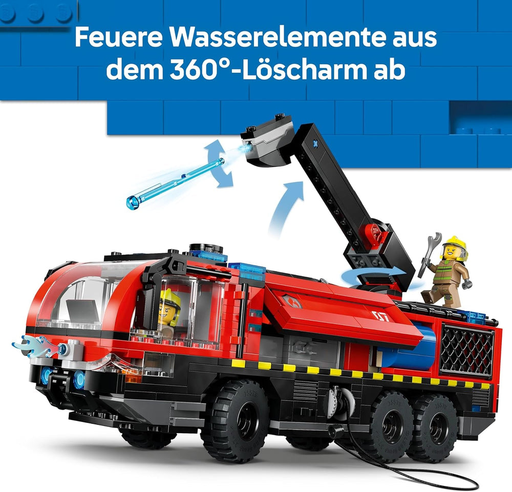 LEGO City Flughafenlöschfahrzeug - Spielzeug Einsatzfahrzeug - Modellbau mit 4 Feuerwehr Minifiguren - Geburtstagsgeschenk für Jungen ab 7 Jahren und Technikfans - 60499