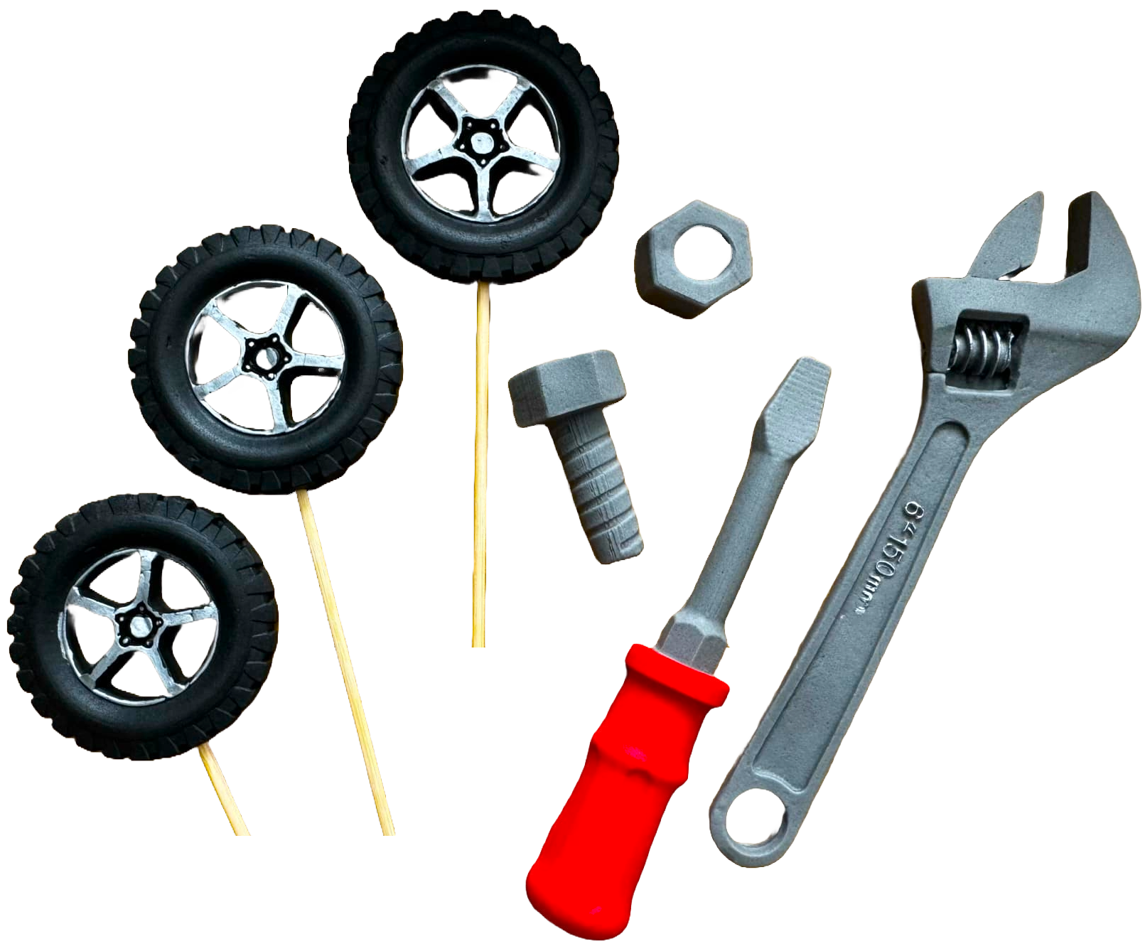 Set 7 decoratiuni comestibile din pasta de zahar, Mecanic Decoratiuni din Pasta de Zahar Naty Shop