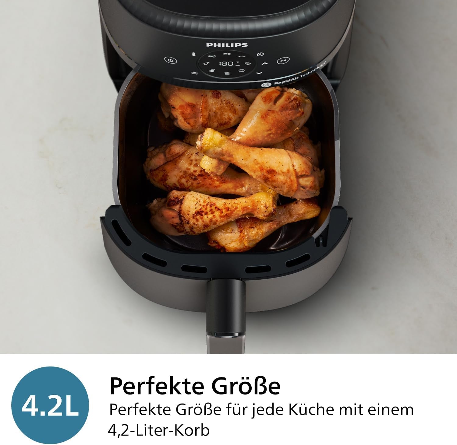 Philips Airfryer serie 2000 4.2L - Touch screen digitale, 13 opzioni di cottura, 9 funzioni preimpostate, Fino al 90% di grassi in meno con tecnologia Rapidair, potenza 1500W Elettrodomestici Naty Shop