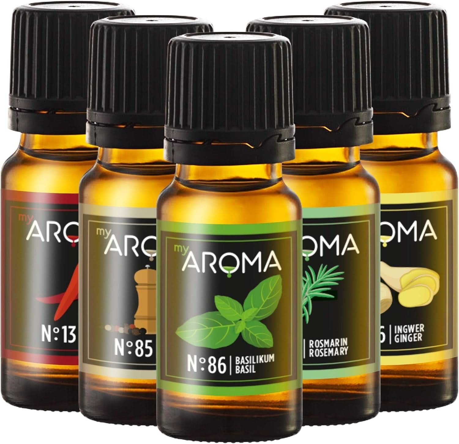 Mioroma | Set: Bosco e Prato - Puro Aroma Naturale con Aroma di Frutta e Aroma di Frutta (5 x 10 ml) | Bistecchiera per dolcificanti Naty Shop senza zucchero e non zuccherata